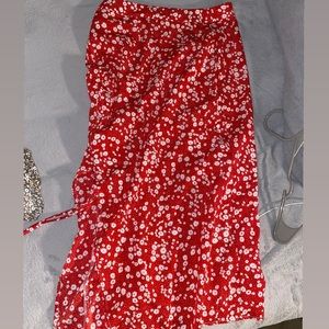 Split thigh floral skirt